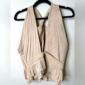 Ramy Brook sleeveless  flax colored ruffle top